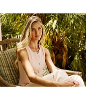 Flag and Anthem Denning Ribbed Knit Henley Tank Top