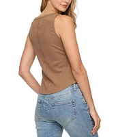 Flag and Anthem Denning Ribbed Knit Henley Tank Top