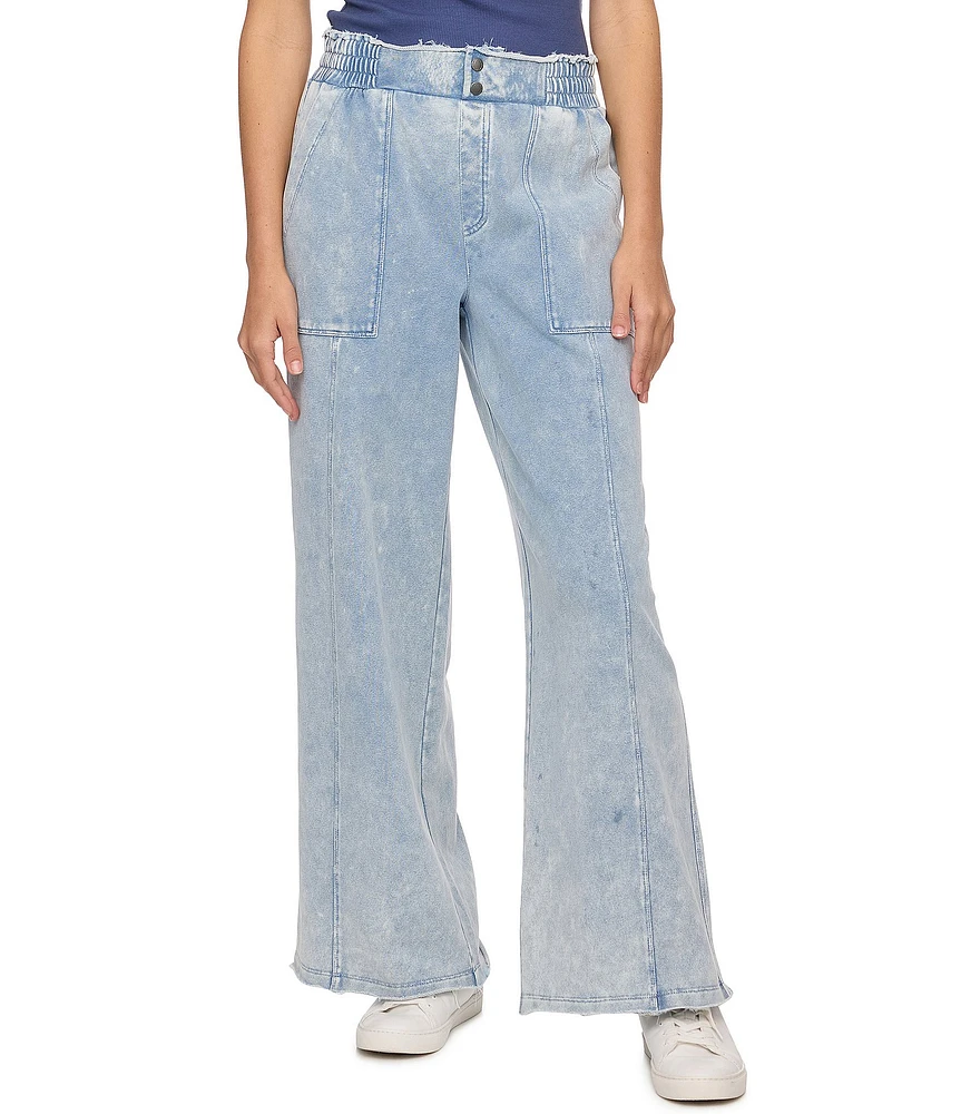 Flag and Anthem Dolly Denim-Look Garment-Dyed Knit Cargo Pants