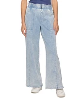 Flag and Anthem Dolly Denim-Look Garment-Dyed Knit Cargo Pants