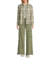 Flag and Anthem Dolly High Rise Vintage Washed Knit Cargo Pants