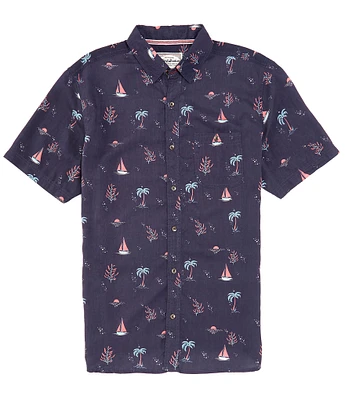 Flag and Anthem Finley Sailboat Printed Short Sleeve Woven Shirt