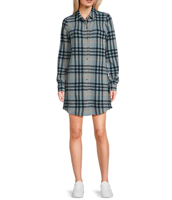 Flag and Anthem Leyden Long Sleeve Plaid Flannel Minidress