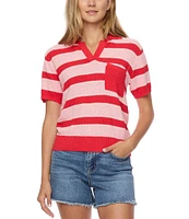 Flag and Anthem Maben Striped Short Sleeve Sweater Polo Shirt