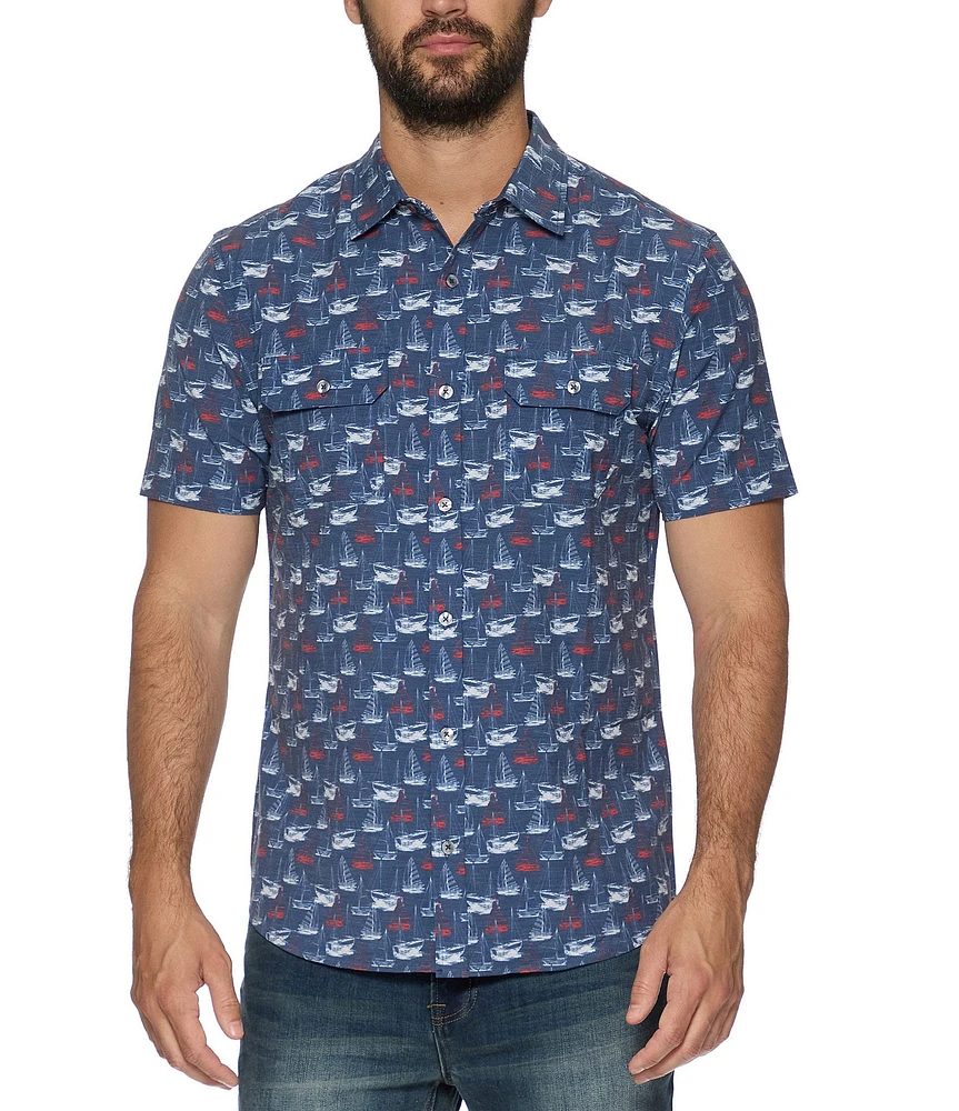Flag & Anthem Perkins Boat Printed UPF Performance Short Sleeve Woven Shirt