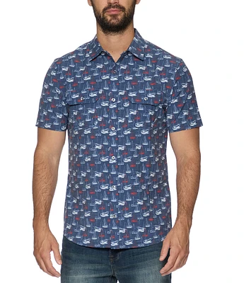 Flag & Anthem Perkins Boat Printed UPF Performance Short Sleeve Woven Shirt