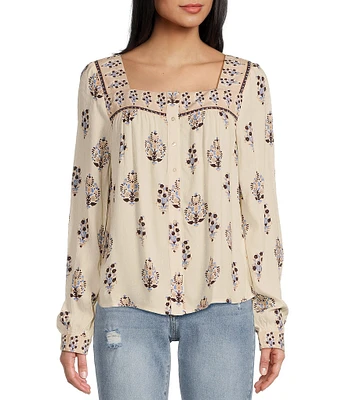 Flag and Anthem Sumner Puffed-Sleeve Medallion-Printed Woven Blouse