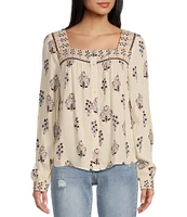 Flag and Anthem Sumner Puffed-Sleeve Medallion-Printed Woven Blouse