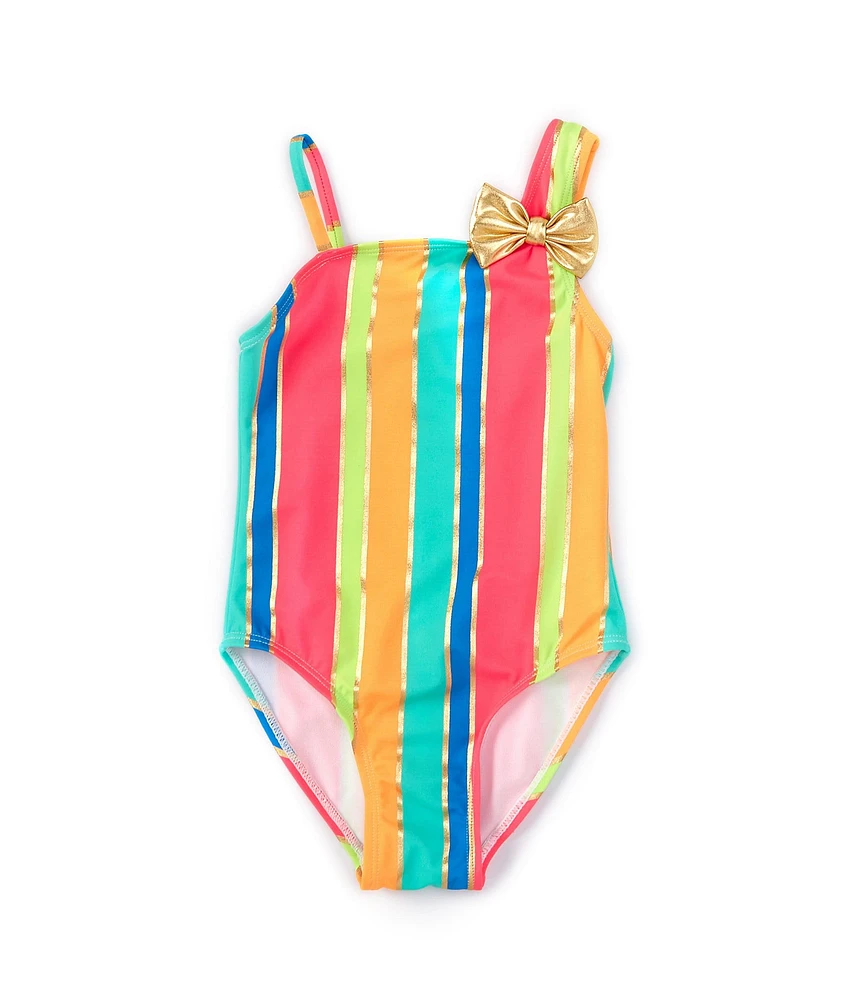 Flapdoodles Baby Girls 2T-6X Vertical Stripe One-Piece Swimsuit