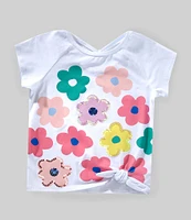 Flapdoodles Little Girls Floral Print Short Sleeve Side Tie Top