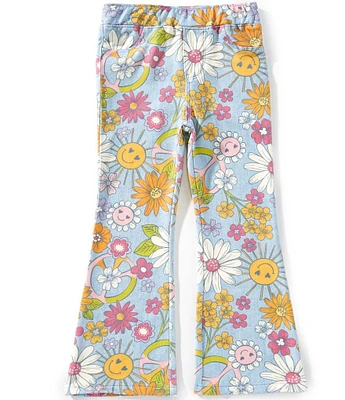 Flapdoodles Little Girls Floral Print Flare Jeans