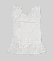 Flapdoodles Little Girls 2T-6X Flutter Sleeve Stretch Crocheted Swim Coverup