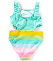 Flapdoodles Little Girls 2T-6X Ice Cream Rainbow Stripe 1-Piece Swimsuit