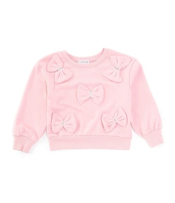 Flapdoodles Little Girls 2T-6X Long Sleeve Bow-Appliqued Fleece Sweatshirt