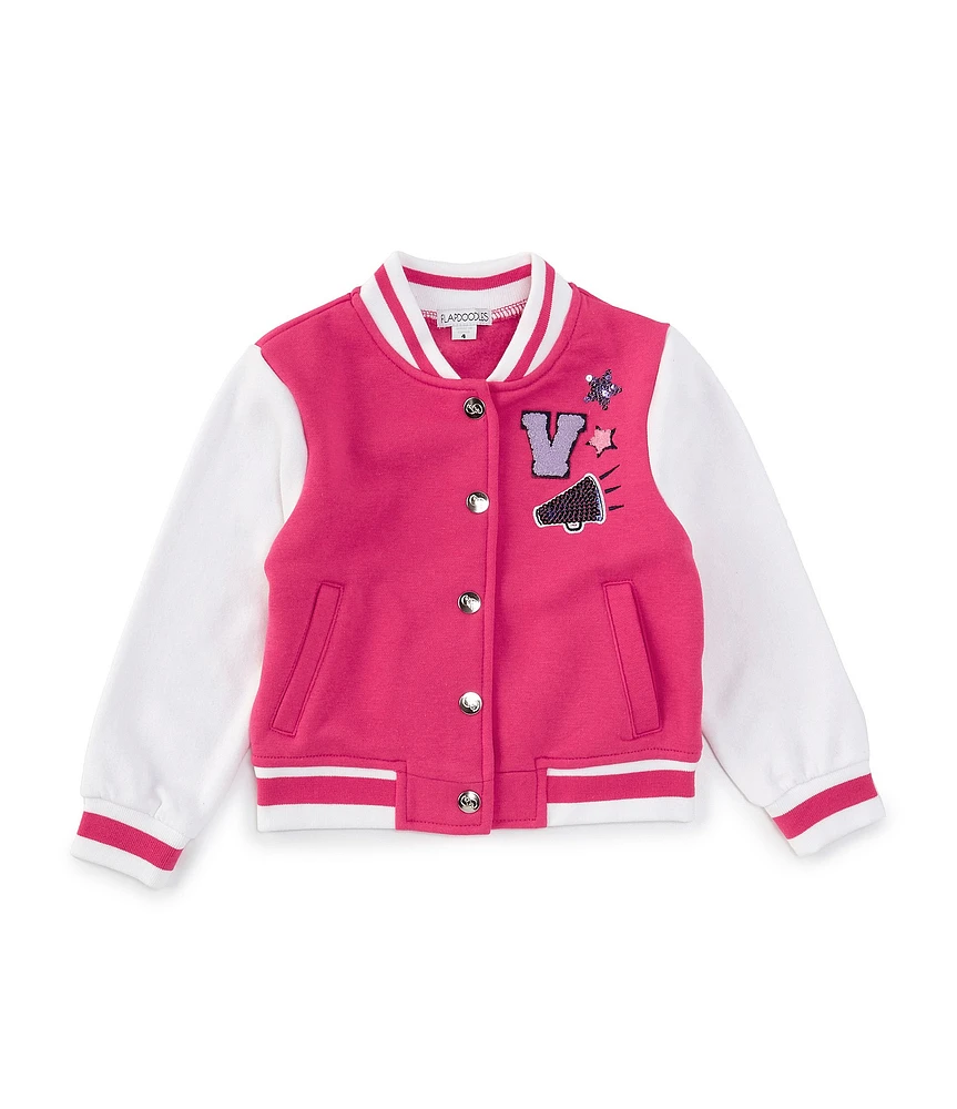 Flapdoodles Little Girls 2T-6X Long-Sleeve Color Block Varsity Bomber Jacket