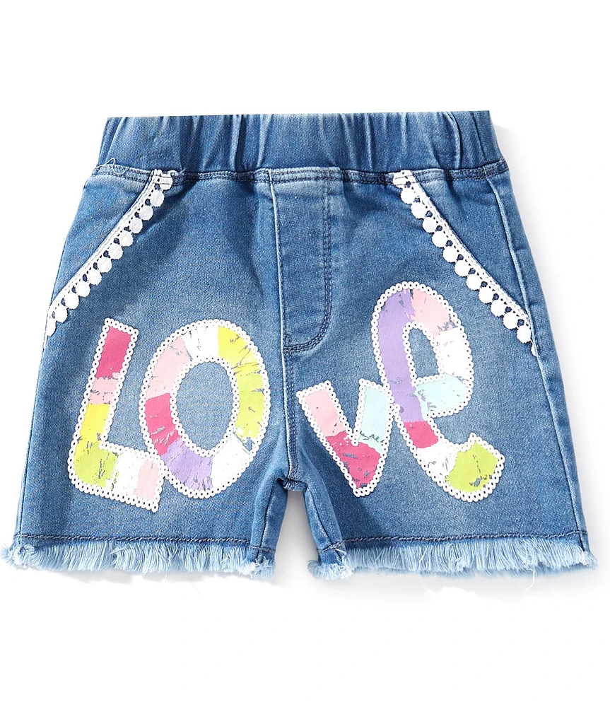 Flapdoodles Little Girls 2T-6X Love Sequin Shorts