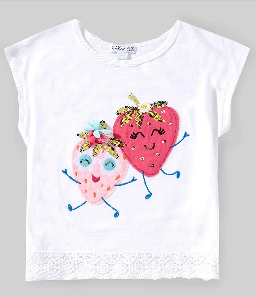Flapdoodles Little Girls 2T-6X Short Sleeve Strawberry Graphic Dolman Top