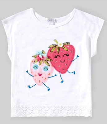 Flapdoodles Little Girls 2T-6X Short Sleeve Strawberry Graphic Dolman Top