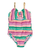 Flapdoodles Little Girls 2T-6X Striped One-Piece Swimsuit