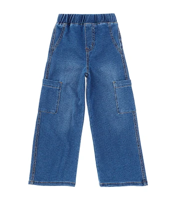 Flapdoodles Little Girls 2T-6X Wide-Leg Denim-Look Knit Pants