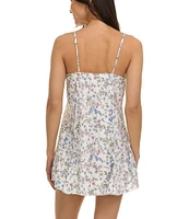 Flora Nikrooz Bowie Floral Charmeuse Sleeveless Scoop Neck Bow Detail Chemise