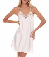 Flora Nikrooz Gabby Silky Satin Lace-Trim V-Neck Chemise