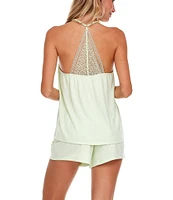 Flora Nikrooz Marian Knit Lace Trim V-Neck Sleeveless Cami & Short Set