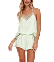 Flora Nikrooz Marian Knit Lace Trim V-Neck Sleeveless Cami & Short Set