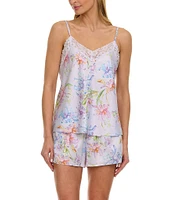 Flora Nikrooz Sabrina Charmeuse Satin Floral Print Cami & Shorty Pajama Set