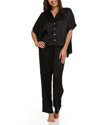 Flora Nikrooz Satin Charmeuse Short Sleeve Notch Collar Pajama Set