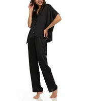 Flora Nikrooz Satin Charmeuse Short Sleeve Notch Collar Pajama Set