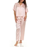 Flora Nikrooz Satin Charmeuse Short Sleeve Notch Collar Pajama Set