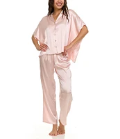 Flora Nikrooz Satin Charmeuse Short Sleeve Notch Collar Pajama Set