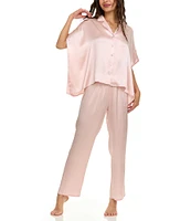 Flora Nikrooz Satin Charmeuse Short Sleeve Notch Collar Pajama Set