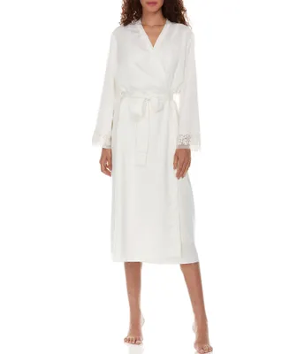 Flora Nikrooz Showstopper Lace Trim Long Wrap Robe