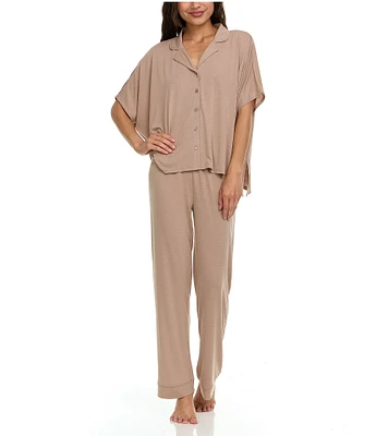 Flora Nikrooz Valeria Solid Short Sleeve Notch Collar Knit Pajama Set