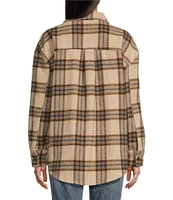 Fornia Long Sleeve Oversized Boyfriend Plaid Shacket Jacket