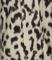 Fornia Long Sleeve Oversized Leopard Print Polar Fleece Shacket