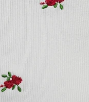 Fornia Seamless Embroidered Roses Spaghetti Strap Camisole Top