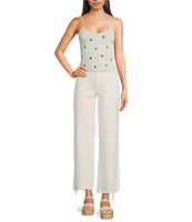 Fornia Seamless Embroidered Strawberry Spaghetti Strap Camisole Top
