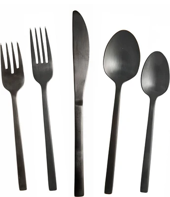 Fortessa Arezzo Brushed Black -Piece Stainless Steel Flatware Set