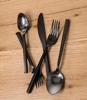 Fortessa Arezzo Brushed Black 5-Piece Stainless Steel Flatware Set