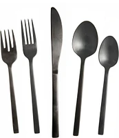 Fortessa Arezzo Brushed Black 5-Piece Stainless Steel Flatware Set