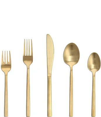 Fortessa Arezzo Brushed Gold -Piece Stainless Steel Flatware Set