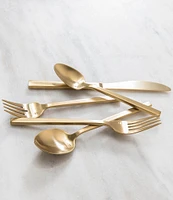 Fortessa Arezzo Brushed Gold 5-Piece Stainless Steel Flatware Set