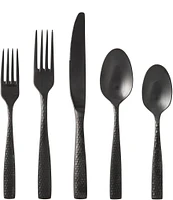 Fortessa Lucca Faceted Brushed Black 20-Piece Stainless Steel Flatware Set