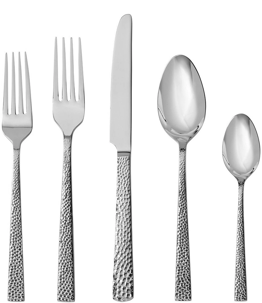 Fortessa Nomad -Piece Hammered Silver Stainless Steel Flatware Set