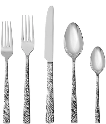 Fortessa Nomad -Piece Hammered Silver Stainless Steel Flatware Set