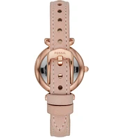Fossil Carlie Mini Three-Hand Gold Tone Stainless Steel Leather Watch