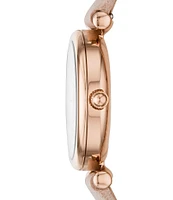 Fossil Carlie Mini Three-Hand Gold Tone Stainless Steel Leather Watch
